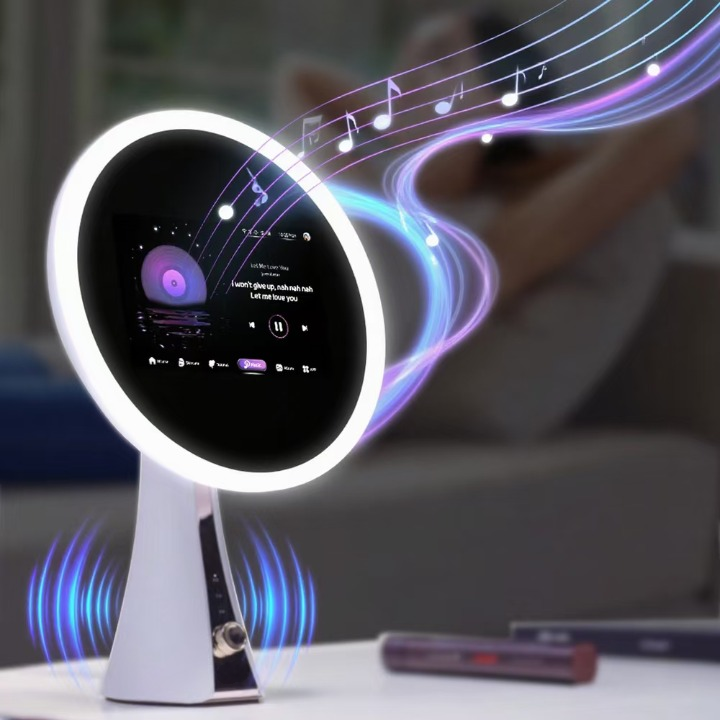 Glowé Mirror AI with built-in Bluetooth speakers for playing music and podcasts during your beauty routine