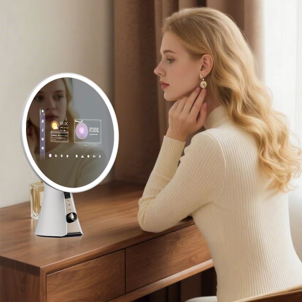 AI Skin Analysis interface on Glowé Mirror AI tracking skin hydration, texture, and redness
